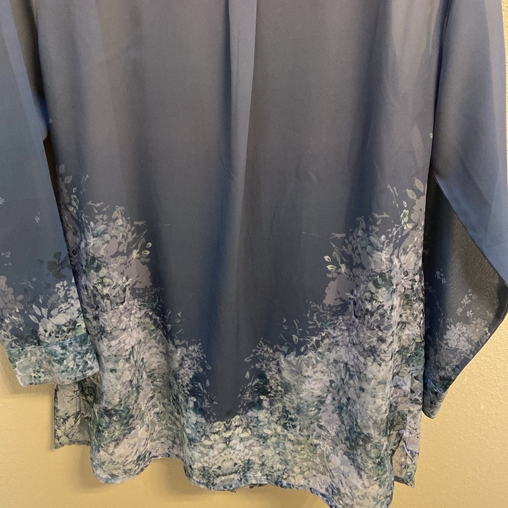 Soft Surroundings Cybele Tunic Periwinkle Floral Pintuck Pleats Blouse w/ Cami - Picture 11 of 16